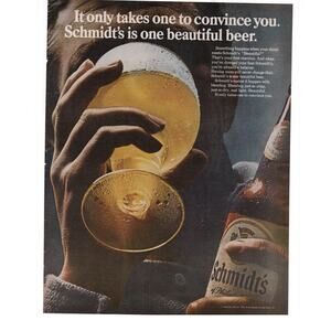 Schmidts Beer Magazine Advertisement 1960s Vintage Breweriana Beautiful Beer